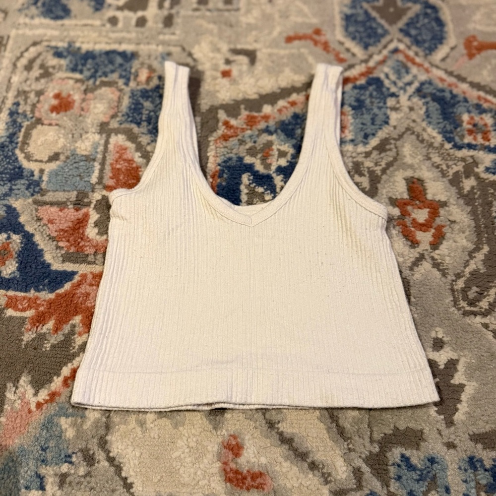 Urban Outfitters White Ribbed Crop Top